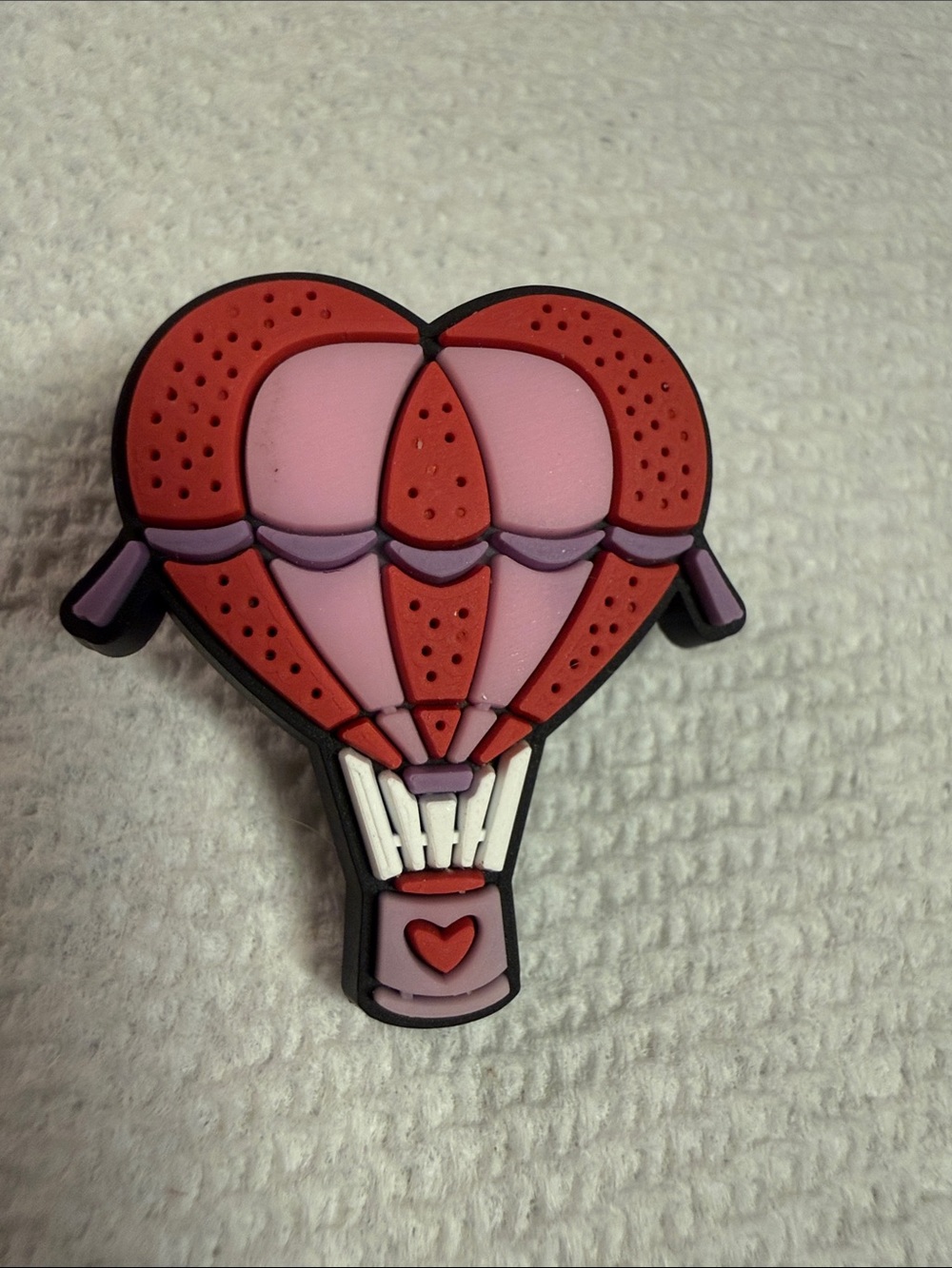 Heart-Shaped Hot Air Balloon Shoe Charm - Pink & Red